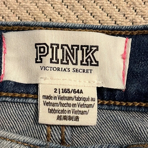 PINK denim distressed cut off shorts, 2” inseam - Picture 5 of 11